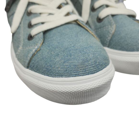 Denim Sneakers Womens 8 Light Wash Platform Zipper Hipster Lace Up Low Tops - Picture 11 of 14
